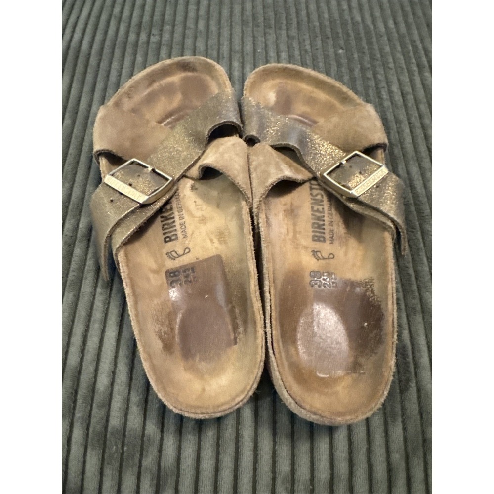 Birkenstock Sienna Sandals Golden Metallic Brown 39 Big Buckle US 8 8.5 - Picture 3 of 8